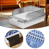 Maxbell Cat Litter Box Portable Cat Litter Container High Side High Sided Litter Pan White
