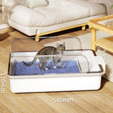 Maxbell Cat Litter Box Portable Cat Litter Container High Side High Sided Litter Pan White