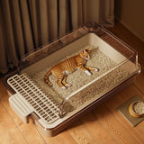 Maxbell Cat Litter Box Portable Cat Litter Container High Side High Sided Litter Pan White