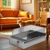 Maxbell Cat Litter Box Portable Cat Litter Container High Side High Sided Litter Pan gray