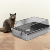Maxbell Cat Litter Box Portable Cat Litter Container High Side High Sided Litter Pan gray