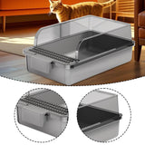 Maxbell Cat Litter Box Portable Cat Litter Container High Side High Sided Litter Pan gray