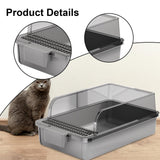 Maxbell Cat Litter Box Portable Cat Litter Container High Side High Sided Litter Pan gray