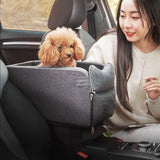 Maxbell Portable Car Console Dog Seat with Adjustable Straps for Small Dogs and Cats Regular with Mat