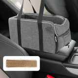 Maxbell Portable Car Console Dog Seat with Adjustable Straps for Small Dogs and Cats with Handle and Mat
