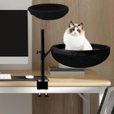Maxbell Cat Bed for Desk Modern with 2 Washable Mat for Furniture Living Room Indoor black
