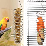 Maxbell Stainless Steel Parrots Feeder Basket Hollow Design Sturdy Bird Foraging Toy