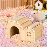 Maxbell Hamster Wood House Toy Hamster Hideout Hut for Chinchilla Mice Small Rodents