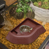 Maxbell Reptile Bathing Pool Aquarium Habitat Accessories Tortoise Feeder for Turtle Brownish Red