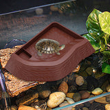 Maxbell Reptile Bathing Pool Aquarium Habitat Accessories Tortoise Feeder for Turtle Brownish Red