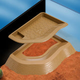 Maxbell Reptile Bathing Pool Aquarium Habitat Accessories Tortoise Feeder for Turtle Brownish Yellow