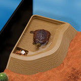 Maxbell Reptile Bathing Pool Aquarium Habitat Accessories Tortoise Feeder for Turtle Brownish Yellow