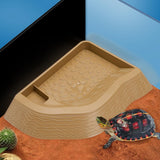 Maxbell Reptile Bathing Pool Aquarium Habitat Accessories Tortoise Feeder for Turtle Brownish Yellow