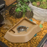 Maxbell Reptile Bathing Pool Aquarium Habitat Accessories Tortoise Feeder for Turtle Brownish Yellow