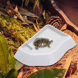 Maxbell Reptile Bathing Pool Aquarium Habitat Accessories Tortoise Feeder for Turtle White