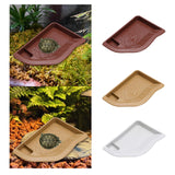 Maxbell Reptile Water Dish with Ramp Landscape Reptile Bathing Pool for Lizard Snake Brownish Red