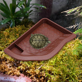 Maxbell Reptile Water Dish with Ramp Landscape Reptile Bathing Pool for Lizard Snake Brownish Red