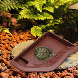 Maxbell Reptile Water Dish with Ramp Landscape Reptile Bathing Pool for Lizard Snake Brownish Red