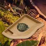 Maxbell Reptile Water Dish with Ramp Landscape Reptile Bathing Pool for Lizard Snake Brownish Yellow