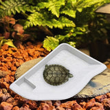 Maxbell Reptile Water Dish with Ramp Landscape Reptile Bathing Pool for Lizard Snake White