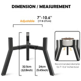Maxbell Dog Bowl Stand Only Iron Adjustable Width 7"-10.6'' for Pet Dish Slow Feeder Fixed Height