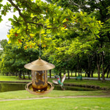 Maxbell Hanging Bird Feeder Iron Creative Bird Food Container for Porch Yard Outside Bird Pattern