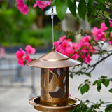 Maxbell Hanging Bird Feeder Iron Creative Bird Food Container for Porch Yard Outside Bird Pattern