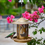 Maxbell Hanging Bird Feeder Iron Creative Bird Food Container for Porch Yard Outside Bird Pattern