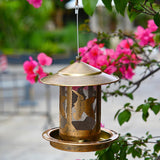 Maxbell Hanging Bird Feeder Iron Creative Bird Food Container for Porch Yard Outside Bird Pattern