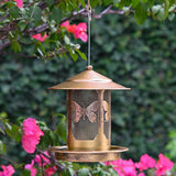 Maxbell Hanging Bird Feeder Iron Creative Bird Food Container for Porch Yard Outside Butterfly Pattern