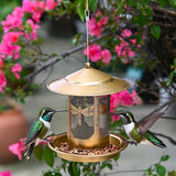 Maxbell Hanging Bird Feeder Iron Creative Bird Food Container for Porch Yard Outside Dragonfly Pattern