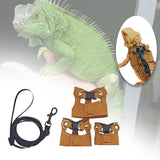 Maxbell Reptile Leash Harness Portable Outdoor Traction Rope for Amphibians Brown