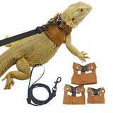 Maxbell Reptile Leash Harness Portable Outdoor Traction Rope for Amphibians Brown