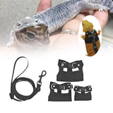 Maxbell Reptile Leash Harness Portable Outdoor Traction Rope for Amphibians Black