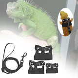 Maxbell Reptile Leash Harness Portable Outdoor Traction Rope for Amphibians Black