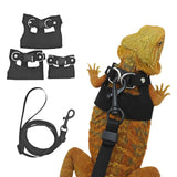 Maxbell Reptile Leash Harness Portable Outdoor Traction Rope for Amphibians Black