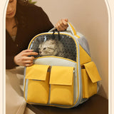 Maxbell Cat Backpack Carrier Ventilation Innovative Cat Carrier Backpack for Outdoor Yellow
