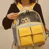 Maxbell Cat Backpack Carrier Ventilation Innovative Cat Carrier Backpack for Outdoor Yellow
