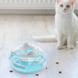 Maxbell Slow Feeder Interactive Cat Toy Food Dish Feeding Bowl for Medium Large Cats Blue