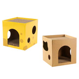 Maxbell Cardboard Cat House Playing Cat Scratch House for Kittens Cats Small Animals Yellow