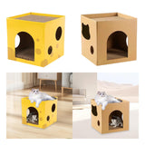Maxbell Cardboard Cat House Playing Cat Scratch House for Kittens Cats Small Animals Yellow