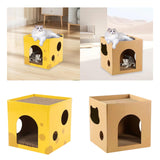 Maxbell Cardboard Cat House Playing Cat Scratch House for Kittens Cats Small Animals Yellow