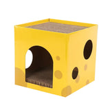 Maxbell Cardboard Cat House Playing Cat Scratch House for Kittens Cats Small Animals Yellow