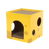 Maxbell Cardboard Cat House Playing Cat Scratch House for Kittens Cats Small Animals Yellow