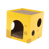 Maxbell Cardboard Cat House Playing Cat Scratch House for Kittens Cats Small Animals Yellow