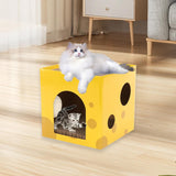 Maxbell Cardboard Cat House Playing Cat Scratch House for Kittens Cats Small Animals Yellow