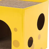Maxbell Cardboard Cat House Playing Cat Scratch House for Kittens Cats Small Animals Yellow