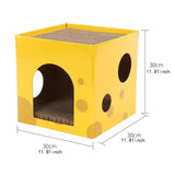 Maxbell Cardboard Cat House Playing Cat Scratch House for Kittens Cats Small Animals Yellow