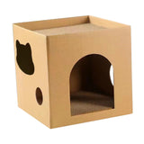 Maxbell Cardboard Cat House Playing Cat Scratch House for Kittens Cats Small Animals Brown