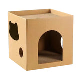 Maxbell Cardboard Cat House Playing Cat Scratch House for Kittens Cats Small Animals Brown